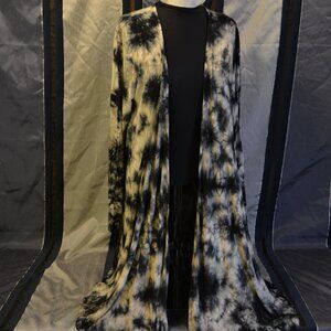 Torrid Super Soft Knit Tie Dye Black and White Cardigan Waterfall Sweater Sz 1